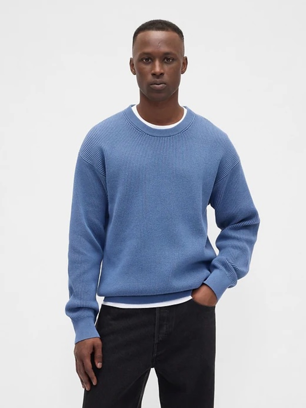 GAP Oversized Fisherman-Stitch Crewneck Sweater